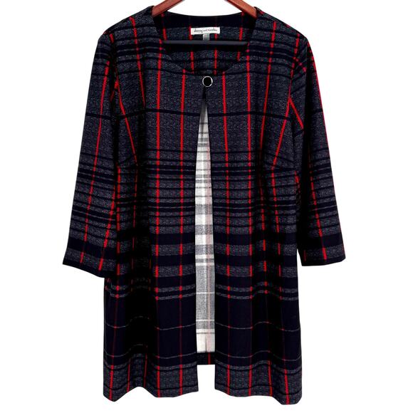 Danny and Nicole Plus Size 18W Wearable Art Red Plaid Formal Blouse Shirt Top - Picture 1 of 7